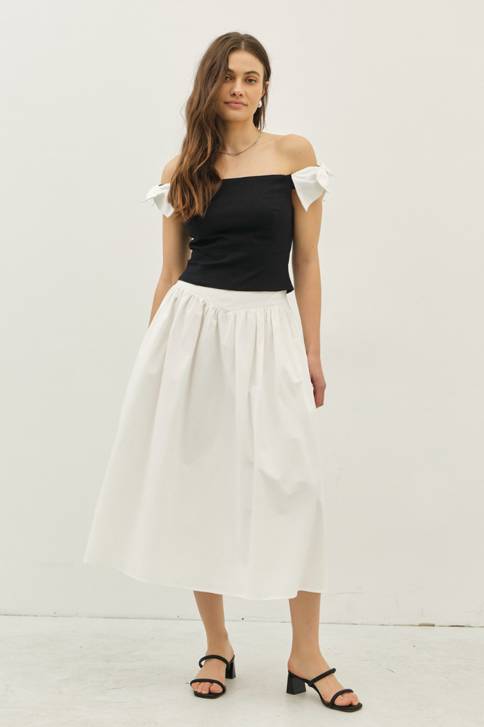 Anastasia Midi Skirt in Off White