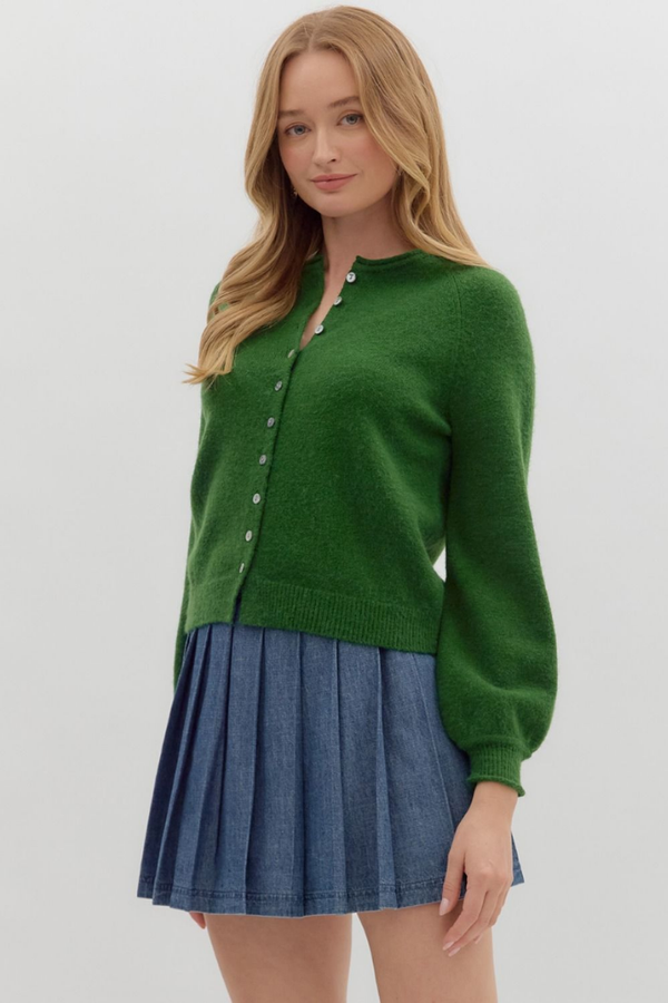 Coraline Soft Cardigan Sweater in Forest