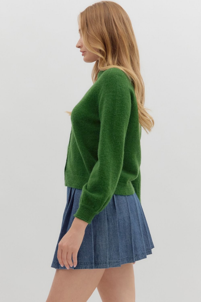Coraline Soft Cardigan Sweater in Forest