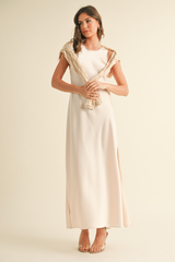 Cora Two Piece Satin Sweater Maxi Dress