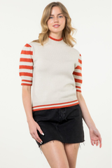 Margaret Stripe Sleeve Sweater Top