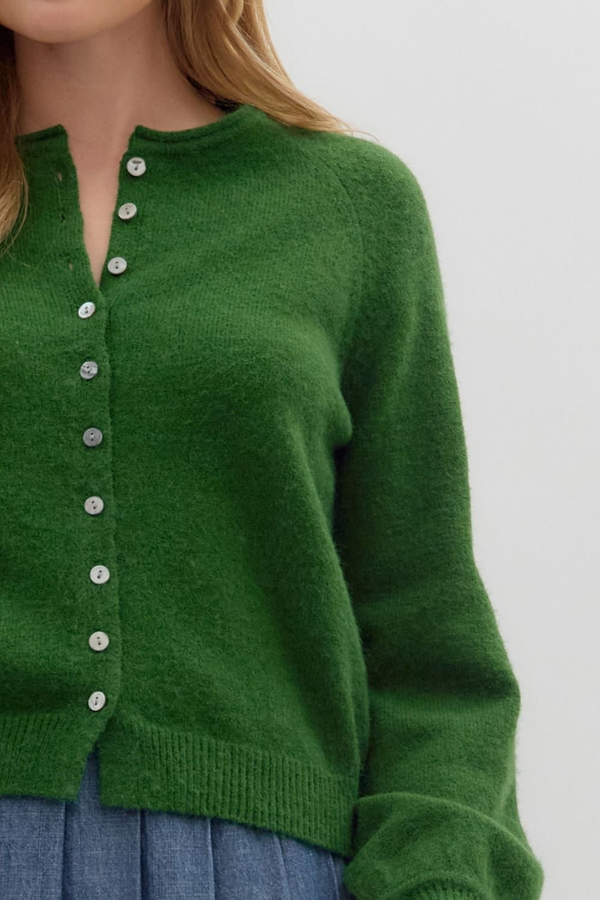 Coraline Soft Cardigan Sweater in Forest