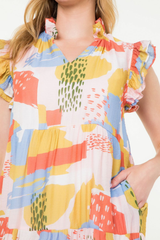 Sybil Multi Color Tiered Midi Dress