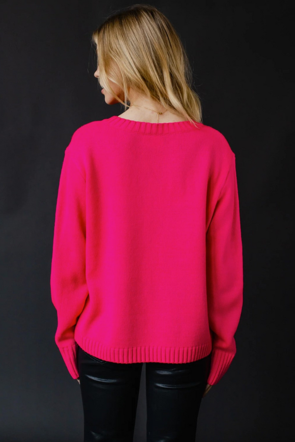 Merry Sweater in Bright Pink