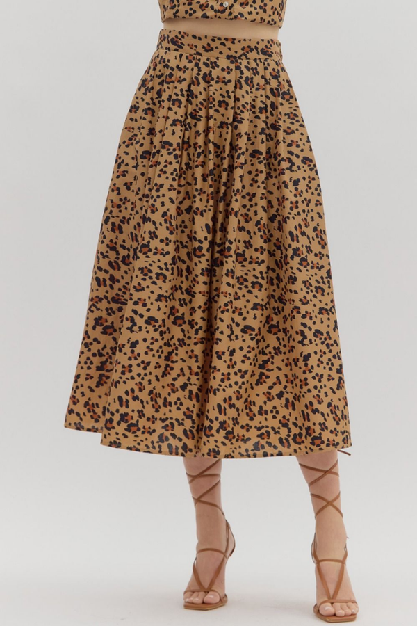Dawn Leopard Print Midi Skirt
