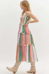 Thea Colorblock Stripe Midi Dress