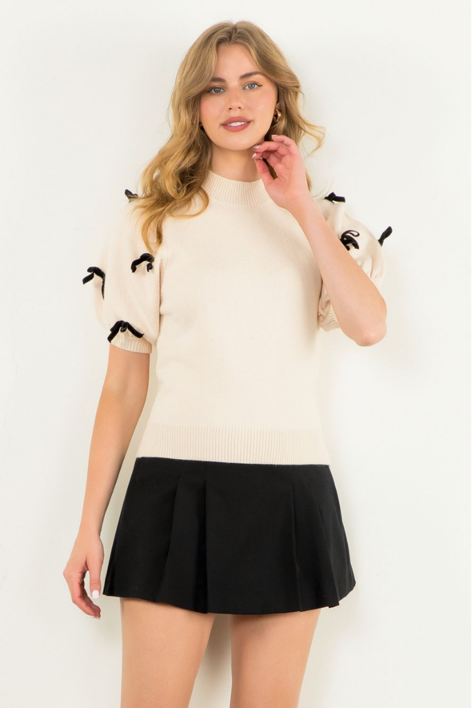 Tori Bow Puff Sleeve Top