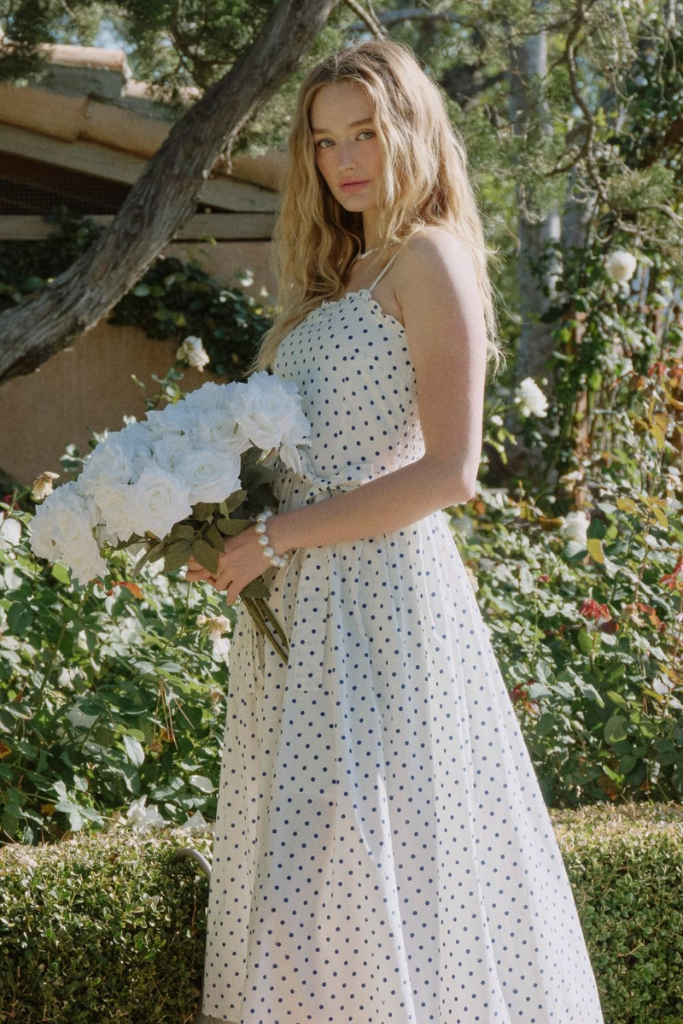 Sophie Polka Dot Midi Dress in Cream