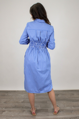 Mint Julep Stripe Midi Dress in Blue
