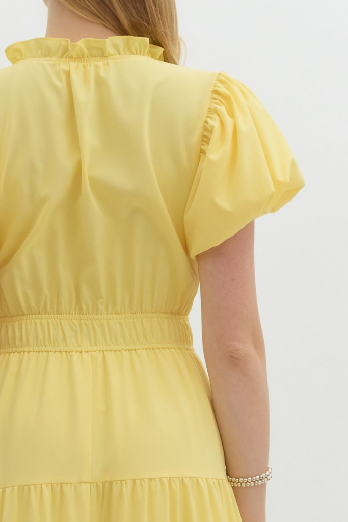 Heidi Tiered Maxi Dress in Lemon