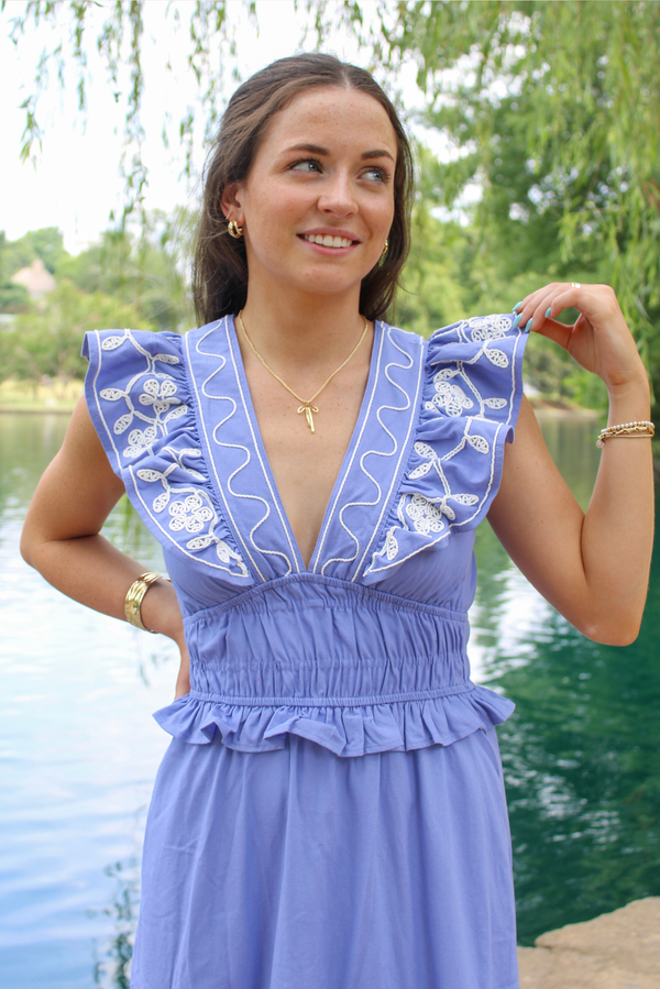 Amelia Embroidered Midi Dress