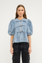 Norah Tie Front Denim Top