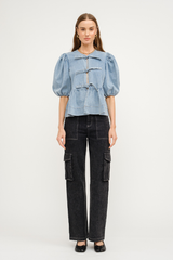 Norah Tie Front Denim Top