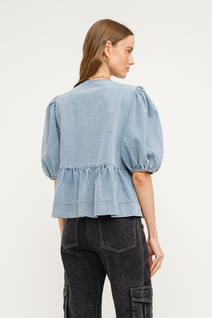 Norah Tie Front Denim Top