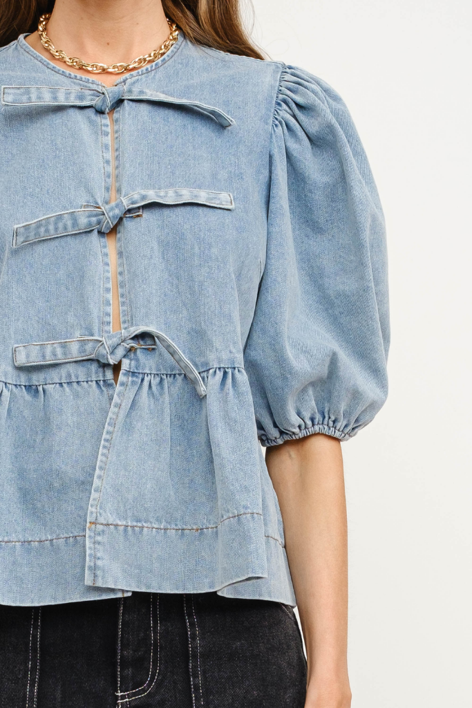 Norah Tie Front Denim Top