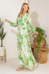 Violet Palm Print Maxi Dress