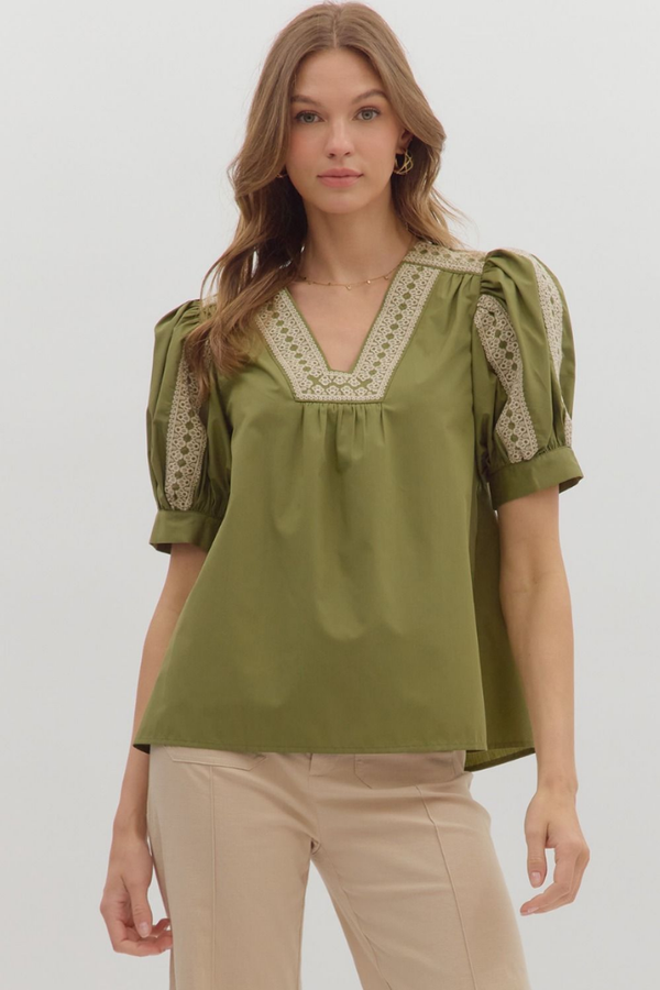 Valerie Crochet Trim Top