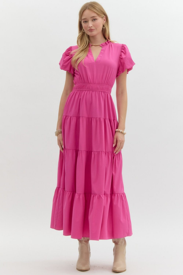 Heidi Tiered Maxi Dress in Magenta