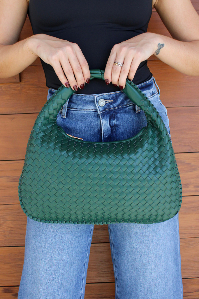 Millie Woven Bag in Emerald