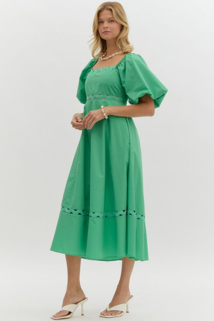 Lana Cut Out Midi Dress in Green