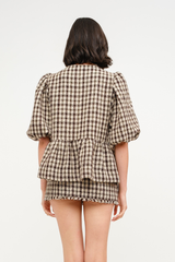 Norah Tie Front Plaid Top