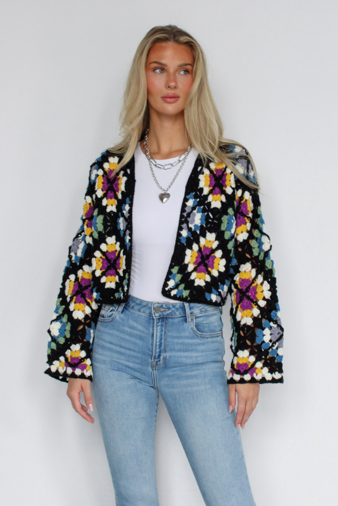 Miss Daisy Crochet Cardigan in Multi