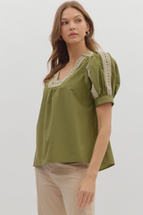 Valerie Crochet Trim Top