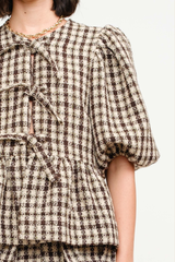 Norah Tie Front Plaid Top