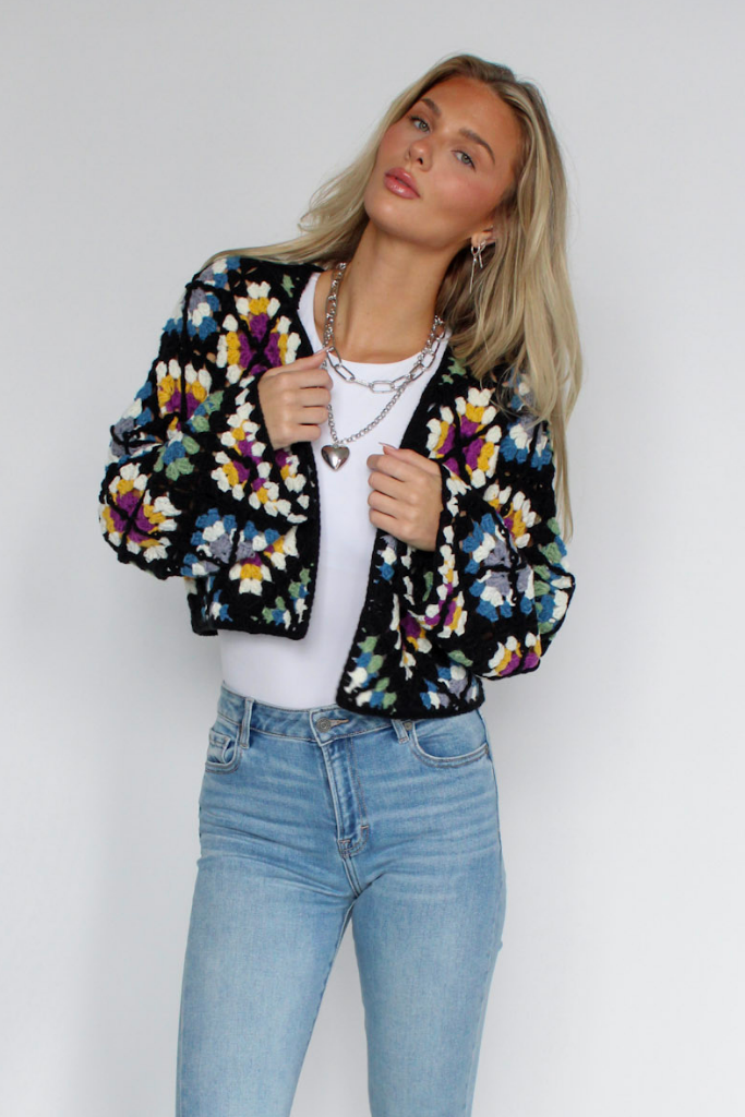 Miss Daisy Crochet Cardigan in Multi