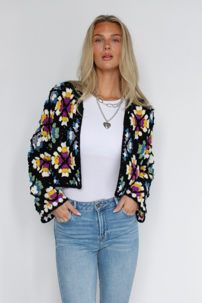 Miss Daisy Crochet Cardigan in Multi