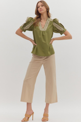 Valerie Crochet Trim Top