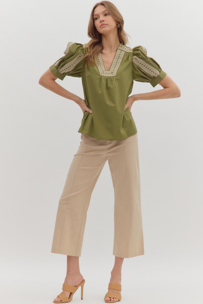 Valerie Crochet Trim Top