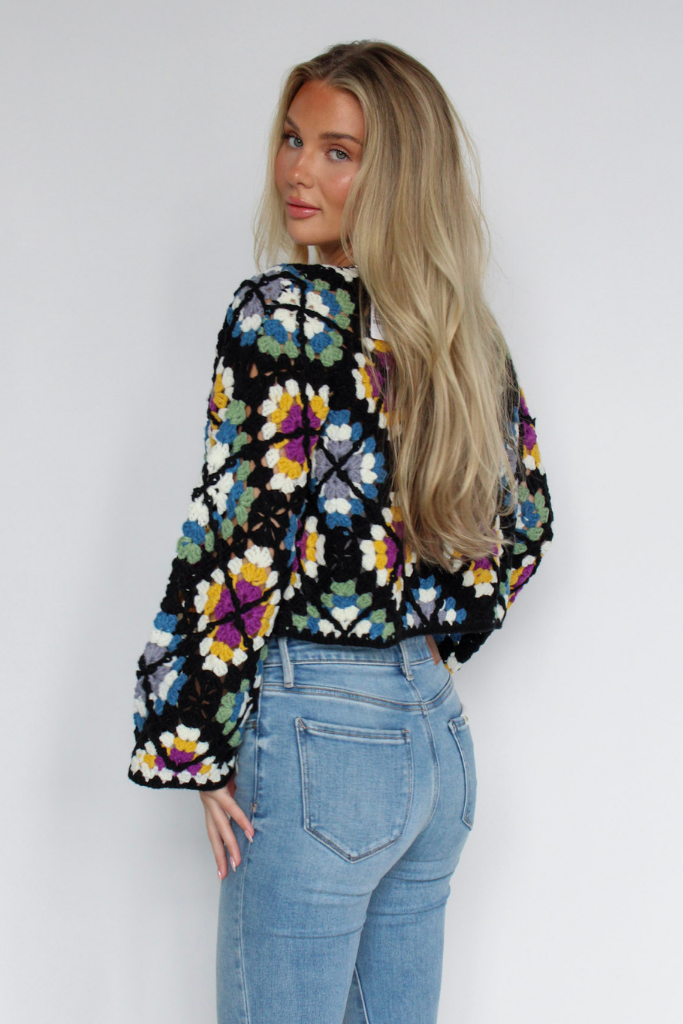 Miss Daisy Crochet Cardigan in Multi