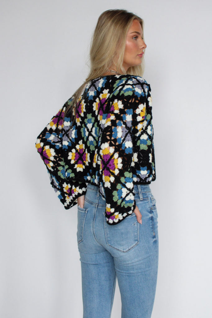 Miss Daisy Crochet Cardigan in Multi