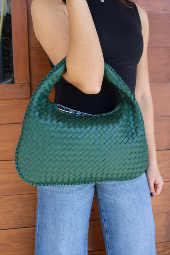 Millie Woven Bag in Emerald