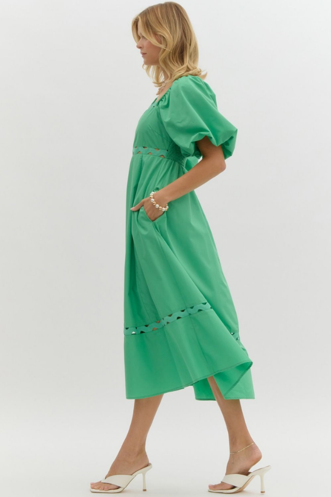 Lana Cut Out Midi Dress in Green