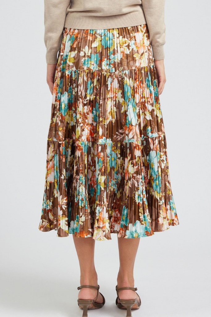 Oh Dear Pleated Satin Midi Skirt