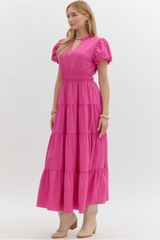 Heidi Tiered Maxi Dress in Magenta