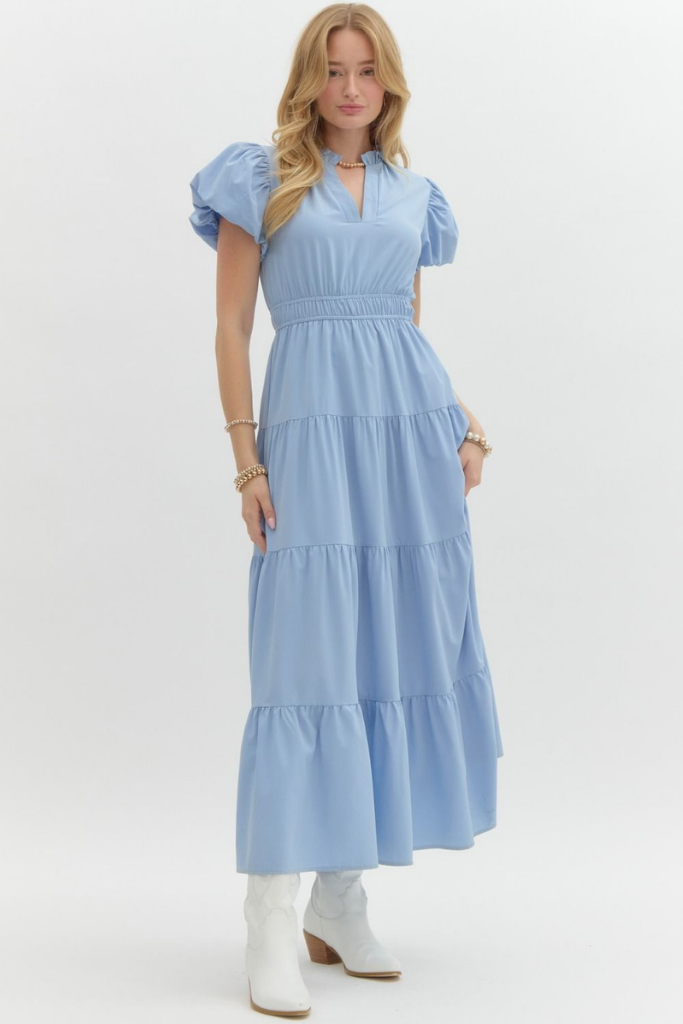 Heidi Tiered Maxi Dress in Chambray