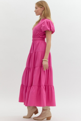 Heidi Tiered Maxi Dress in Magenta