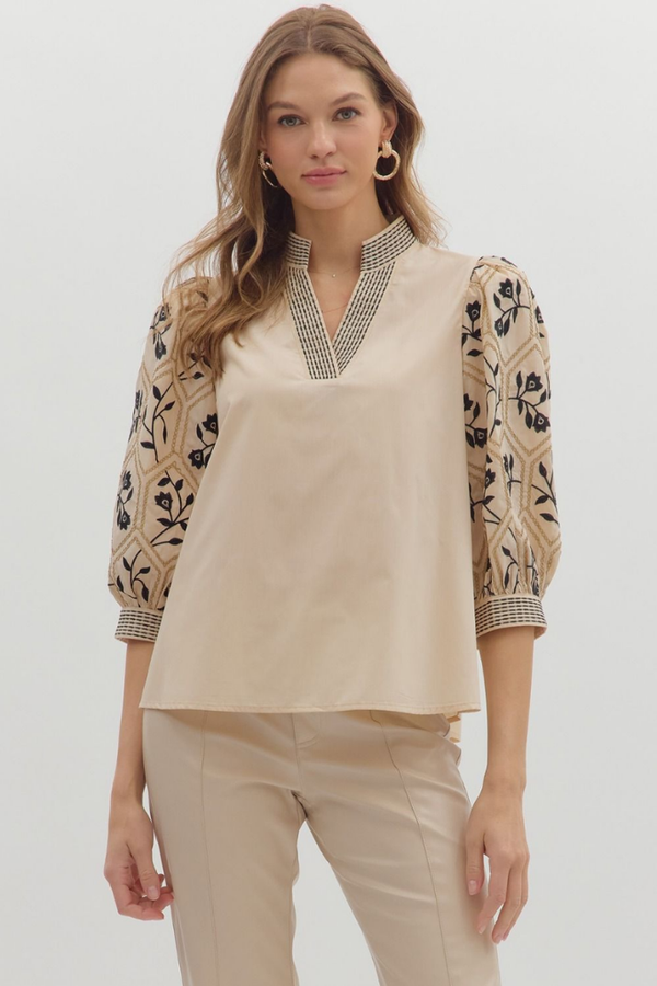 Emmeline Embroidered Sleeve Top