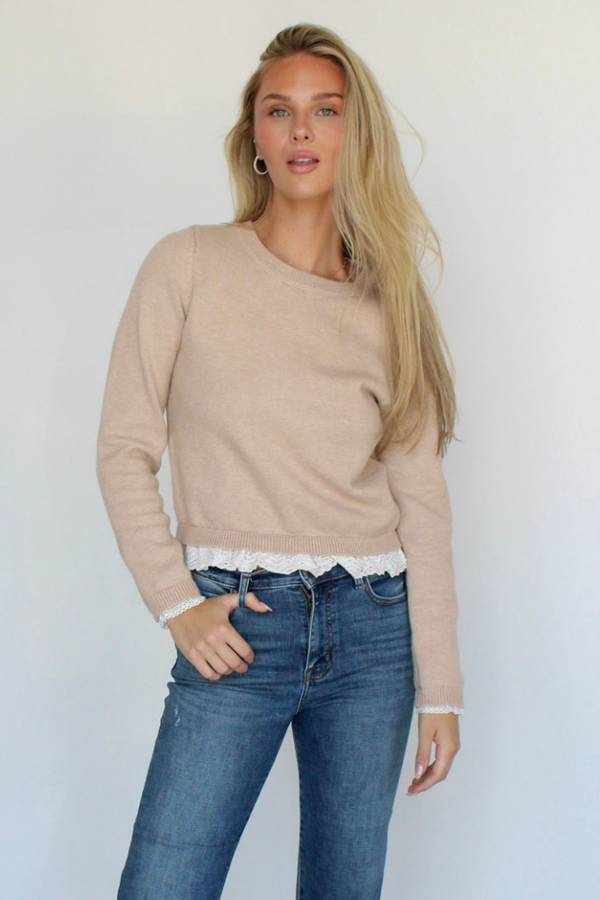 Lots of Love Lace Trim Sweater