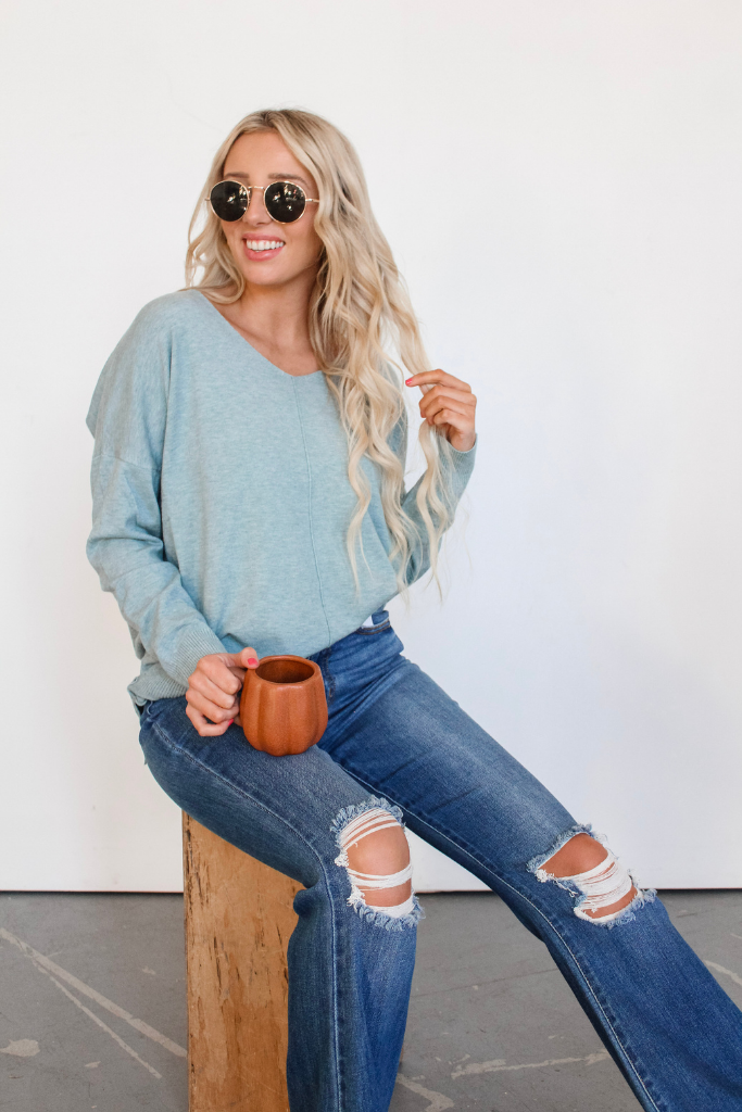 We're Dreaming Sweater in Heather Mint