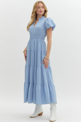 Heidi Tiered Maxi Dress in Chambray