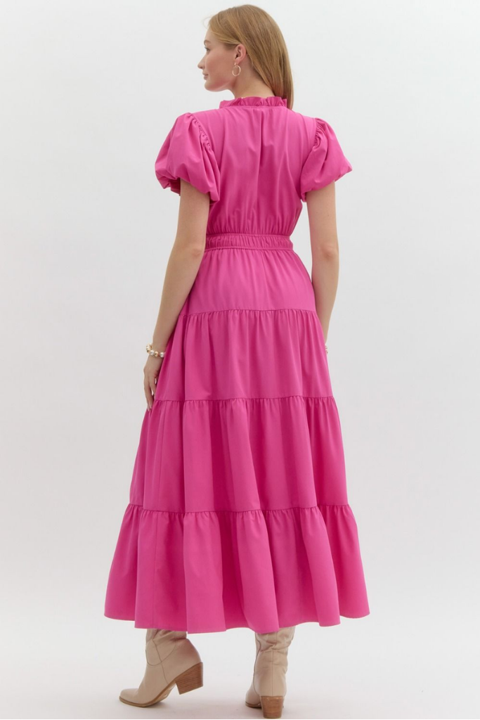 Heidi Tiered Maxi Dress in Magenta