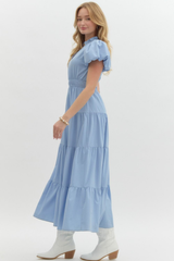 Heidi Tiered Maxi Dress in Chambray