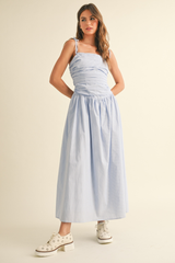 Petal Stripe Drop Waist Maxi Dress