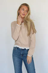 Lots of Love Lace Trim Sweater