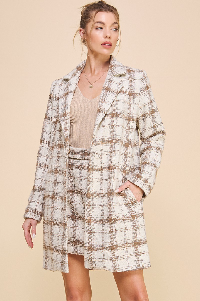 Allie Rose Plaid Trench Coat