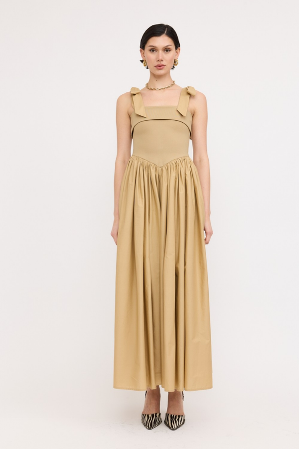 Phoebe Upper Knit Maxi Dress in Khaki Julie's Clothing Phoebe Upper Knit Maxi Dress in Khaki Julie's Clothing